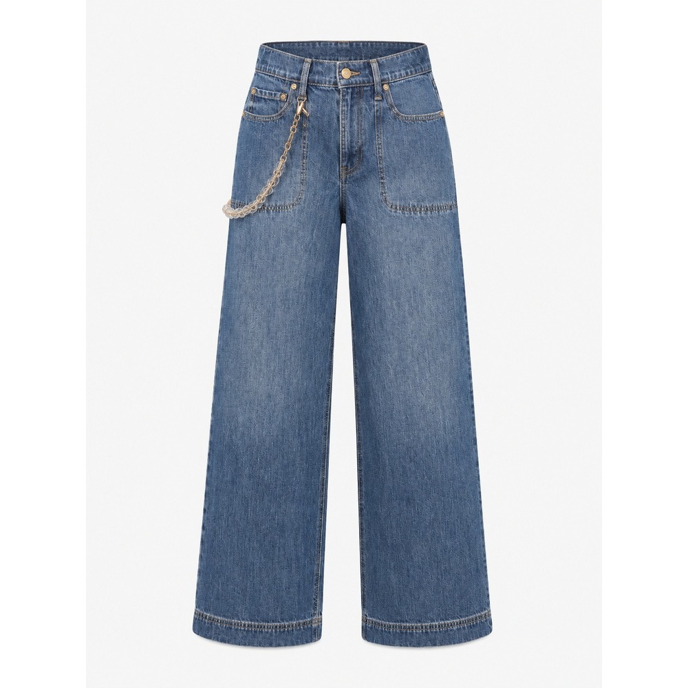 Cult GAIA GAP Wide Leg High Rise Denim Jeans Chain Size 28 6R NWT Streetwear Y2K